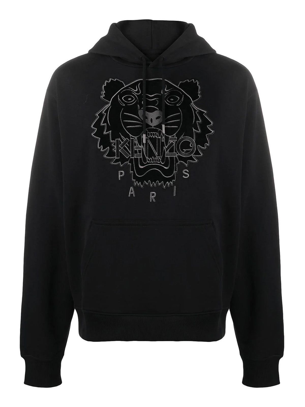 KENZO TIGER HOODIE VELVET LOGO BLACK