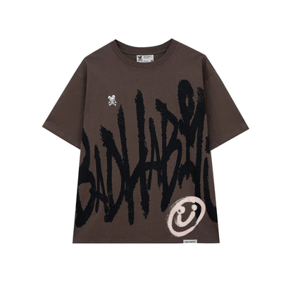BAD HABITS MOCA FREEHAND TYPO TEE