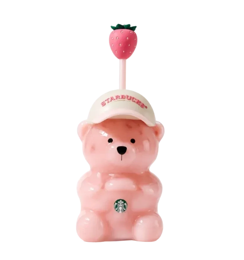 Starbucks Pink Bearista Glass Tumbler Cup