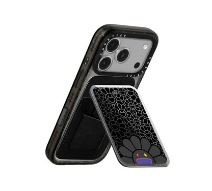 Takashi Murakami x CASETiFY: Flowers Bloom Smile (Black) Snappy Cardholder Stand
