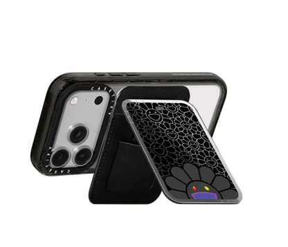 Takashi Murakami x CASETiFY: Flowers Bloom Smile (Black) Snappy Cardholder Stand