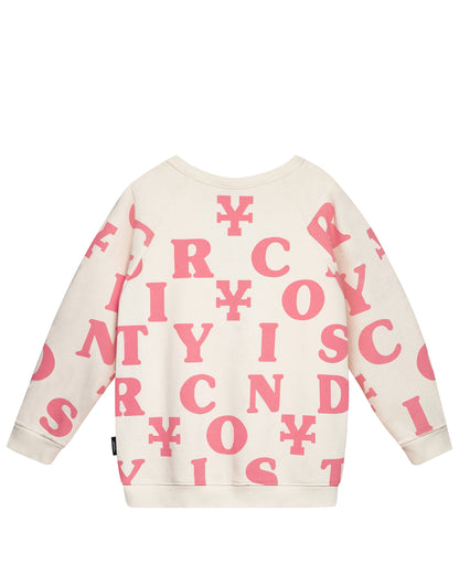 DIRTY COINS PRINT CARDIGAN - IVORY/PINK