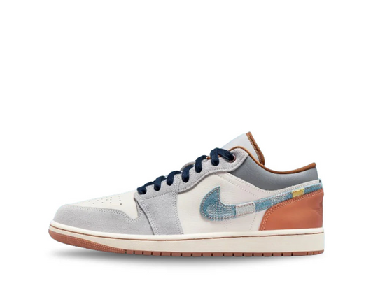 JORDAN 1 LOW SE PHANTOM REPAIRED DENIM SWOOSH